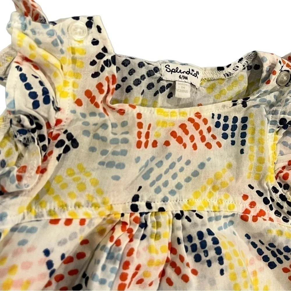 Splendid 6M romper white soft muslin-like cotton w/dot design sleeveless